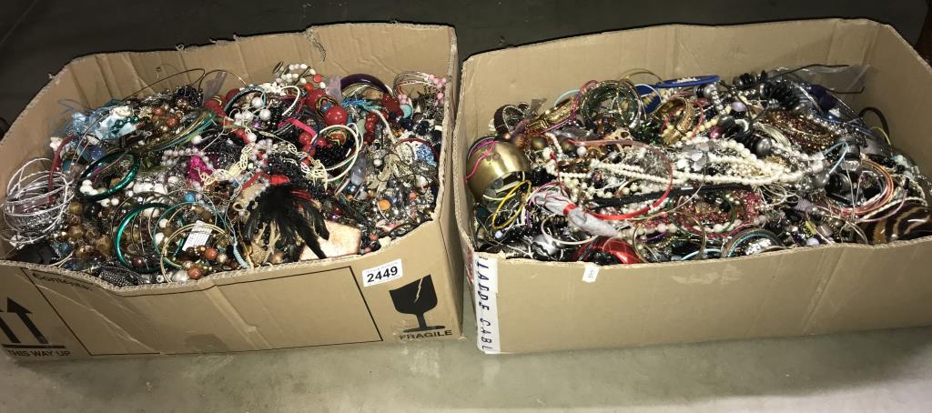 Two large boxes of costume jewellery. COLLECT ONLY