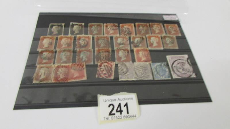 A Card of Victorian GB stamps including 2 four margin penny blacks.