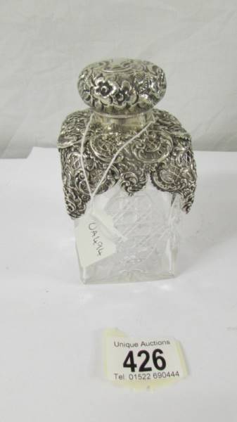 A Victorian silver overlaid laroe scent bottle, 1896, William Richard Corke. Overall in good - Image 2 of 4