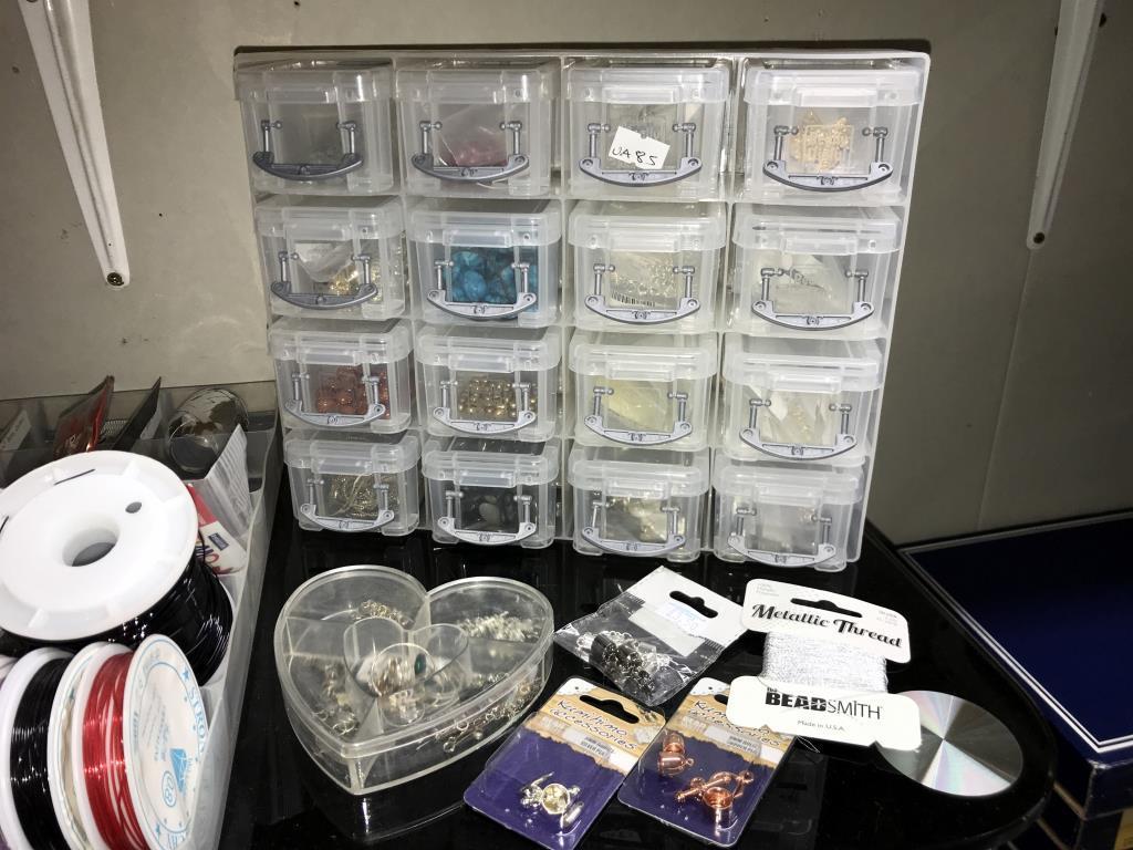 A quantity of jewellery making items including beads, threads, clips, necklaces, bracelets & books - Image 8 of 24