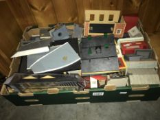 A box of model station buildings