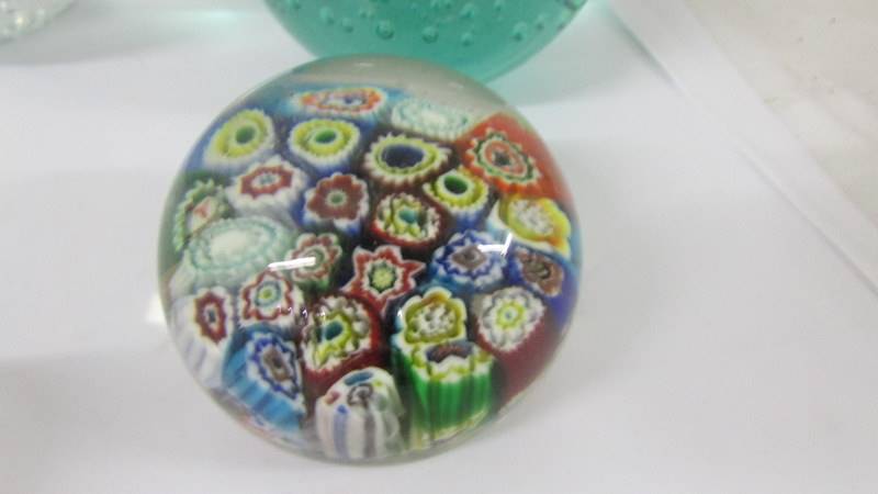 Four millifiori glass paperweight and three large glass paperweights. - Image 7 of 8