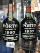 Two bottles of Porto Colhecta 1952 port, label number 529443.