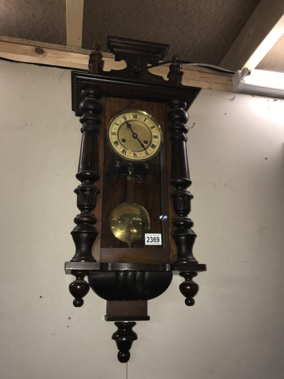 A Victorian mahogany Vienna wall clock Height 77cm, (COLLECT ONLY)