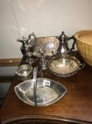 A selection of silver plate including Candelabra, fruit bowl, & trays etc.