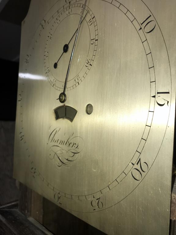 A late 18th-century regulator silvered dial single finger long case clock inscribed Chambers. - Image 7 of 26