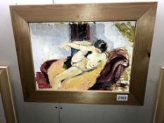 An original Franklin White nude study painting on board, (Image 34.5cm x 24.5cm - Frame 45.5cm x