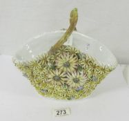 A 19th century basket with applied daisies, marked 1082 - IB.