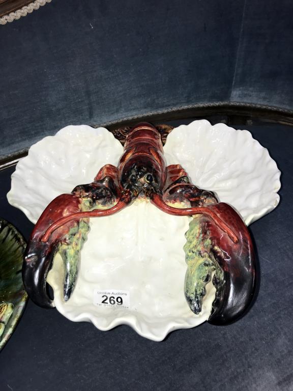 A large majolican lobster serving dish & crab dish - Image 2 of 7