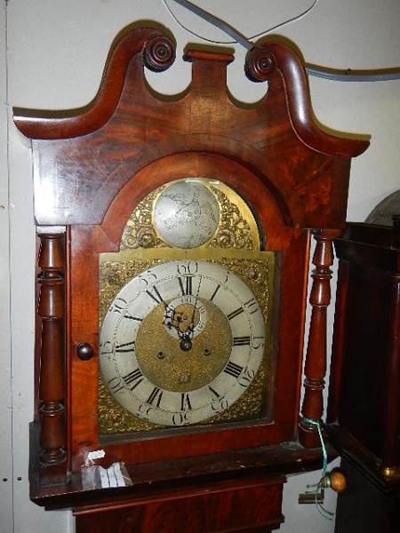 An 8 day brass dial long case clock, 'John Davie, Lithgow'. Collect only. - Image 3 of 5