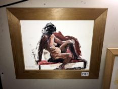 An original Franklin White nude study painting on board, signed & dated Nov 30, 1965 (Image 26.5cm