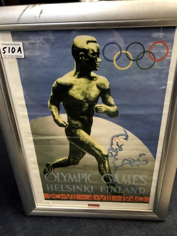 A framed poster for the Olympic games Helsinki Finland, by Hadi Kronika - Image 2 of 3