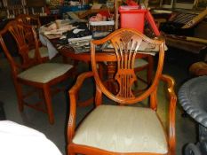 A set of 6 dining chairs including 2 carvers. Collect only.
