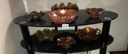 7 Carnival glass bowls