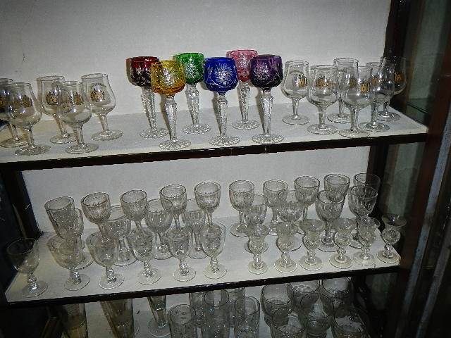 Three shelves of glass including coloured and overlaid. - Image 3 of 3