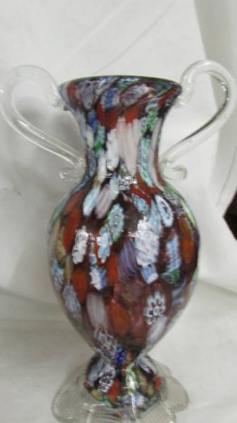 Three millifiori glass vases, a millifiori glass jug and a small millifiori paperweight. - Image 2 of 6