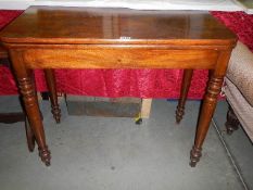 A mahogany fold over tea table. Collect only.