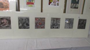 Henry Moore (1898-1986) Collection of 6 shelter sketch prints circa 1945. All mounted but