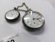 Two silver cased pocket watches, a/f.