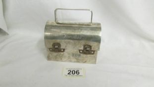 A Cartier sterling silver handbag in the form of a trunk, mid century, with Vanessa monogram, signed