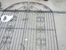 A pair of wrought iron gates. 198 x 185 cm, collect only.