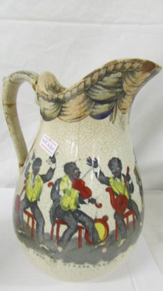 Two rare early 20th-century jugs depicting jazz bands, both a/f. - Image 3 of 7