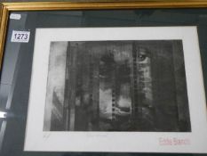 An Eddie Bianchi (act. 1975-1995) female facial modernist abstract artist's proof etching entitle '