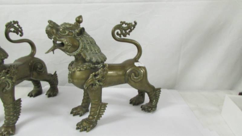 A pair of bronze Dogs of Foo incense burners. - Image 3 of 3