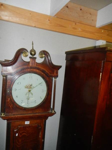 An oak cased Grandfather clock with painted dial. - Image 3 of 3