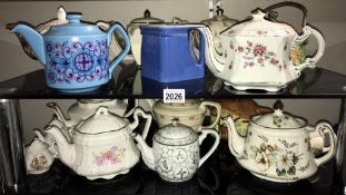 A good selection of vintage teapots including cube (3 A/F) Collect only.