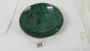 A malachite bowl, 7.5" diameter.