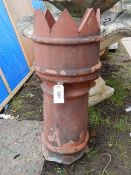 A terracotta 'crowned' chimney pot (87 cm tall x 35 cm diameter) a/f chipped. Collect only.