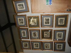 Thirteen framed and glazed engravings. Collect only.