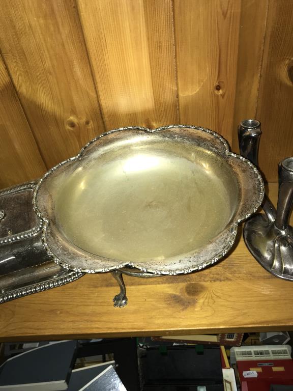 A selection of silver plate, serving tray, candlesticks, tankards etc. - Image 6 of 7