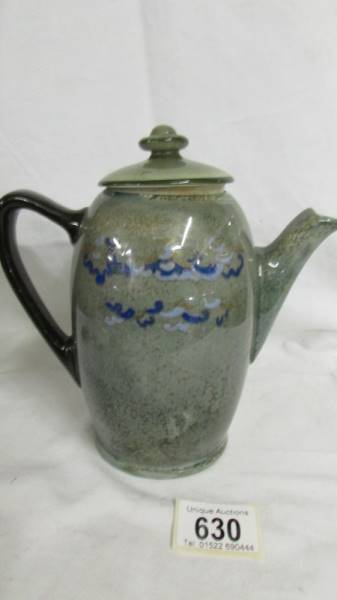 A Doulton 7" high Titanium coffee pot with a peacock design. (has lid but not matching). - Image 3 of 4