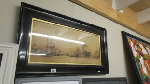 A framed and glazed thames river scene. Collect only. This is a watercolour titled 'Above