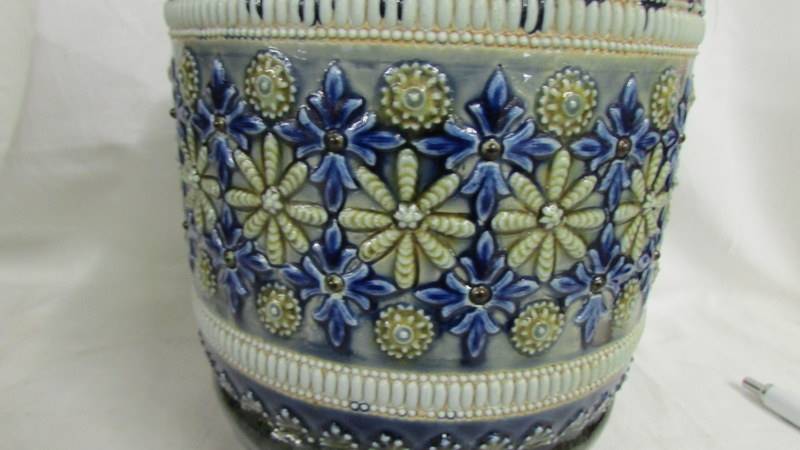 An 1880 Doulton Lambeth 7.5" high jardiniere Sarah Gathercole and Harriet E Hibbut. - Image 2 of 3