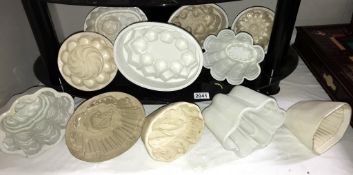 11 x 19th/ 20th century stoneware jelly moulds. Collect only.