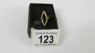 An 18ct yellow gold marquis ring, 5.7 grams. size L.
