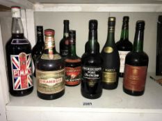 9 bottles of alcohol including port, cherry brandy, Harveys & Cockburns etc. Collect only.