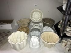 11 Victorian/Edwardian pottery jelly moulds. Collect only.