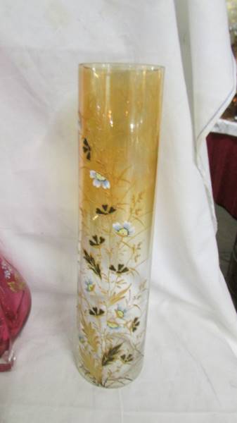 Four hand decorated glass vases. Collect only. - Image 2 of 5