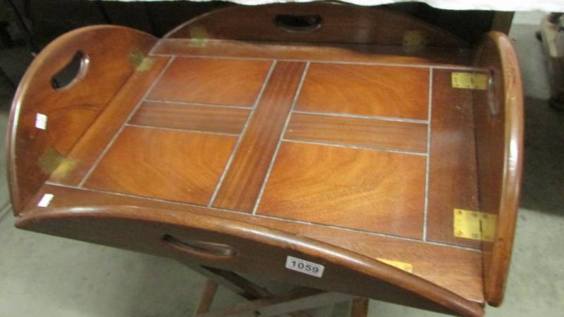 A mahogany Butler's tray. Collect only.