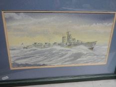 A framed and glazed watercolour 'Battleship' signed Bill Wedgwood 06.