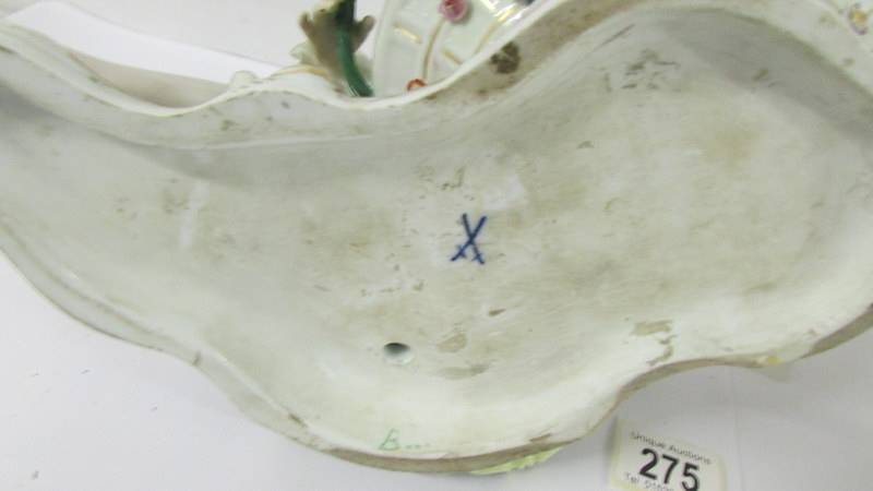 A pair of fine porcelain male and female figure/sweet meat dishes with crossed swords mark. - Image 9 of 9