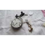 A Fattorini & Sons, Bradford silver pocket watch on chain.