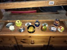 12 vintage glass paperweights