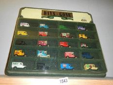 A rare lledo shop display cabinet with a mixture of Lledo and Matchbox models.