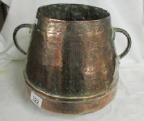 A large antique copper two handled pot. Collect only.