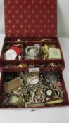 A jewellery box containing costume jewellery including silver etc. COLLECT ONLY